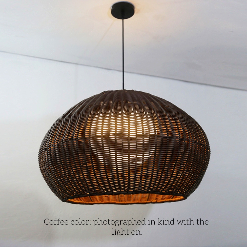 Outdoor Chandelier Waterproof Balcony Rattan Pendant Light Rain-proof Pavilion Corridor Lamp