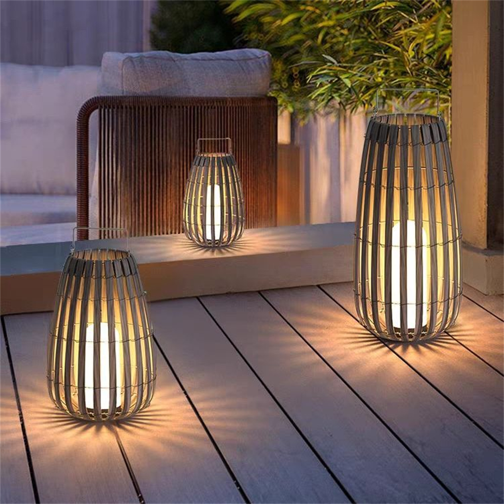 Outdoor Rattan Villa Garden Lawn Light Balcony Floor Lamp
