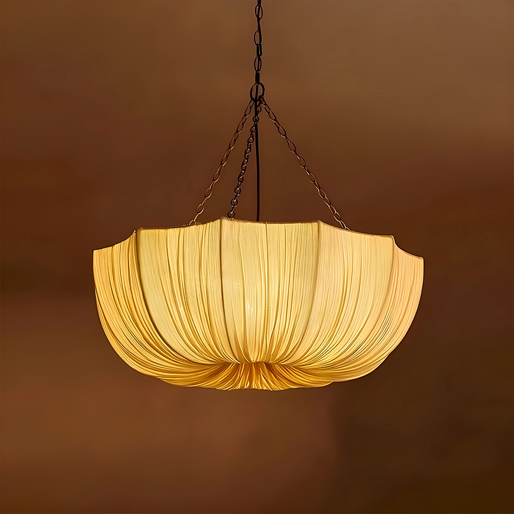 Japanese Retro Wabi-Sabi Style Fabric Pendant Light Living Room Bedroom Lighting Fixtures