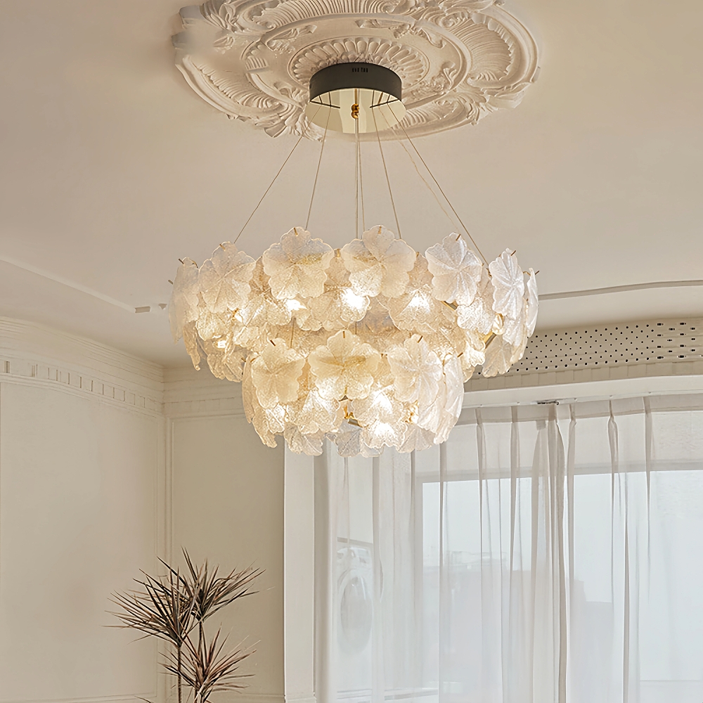 Modern French Snowflake Creative Glass Chandelier Living Room Bedroom Lighting Fixtures