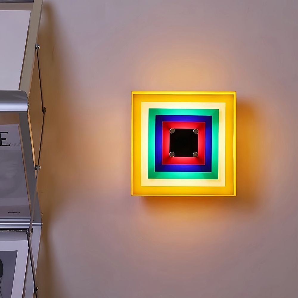 Color Pixel Wall Lamp Bauhaus Living Room Bedroom Decorative Painting Square Frame Wall Lamp