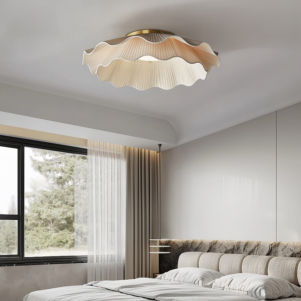 Double Layers Fabric LED White Dining Room Pendant Light