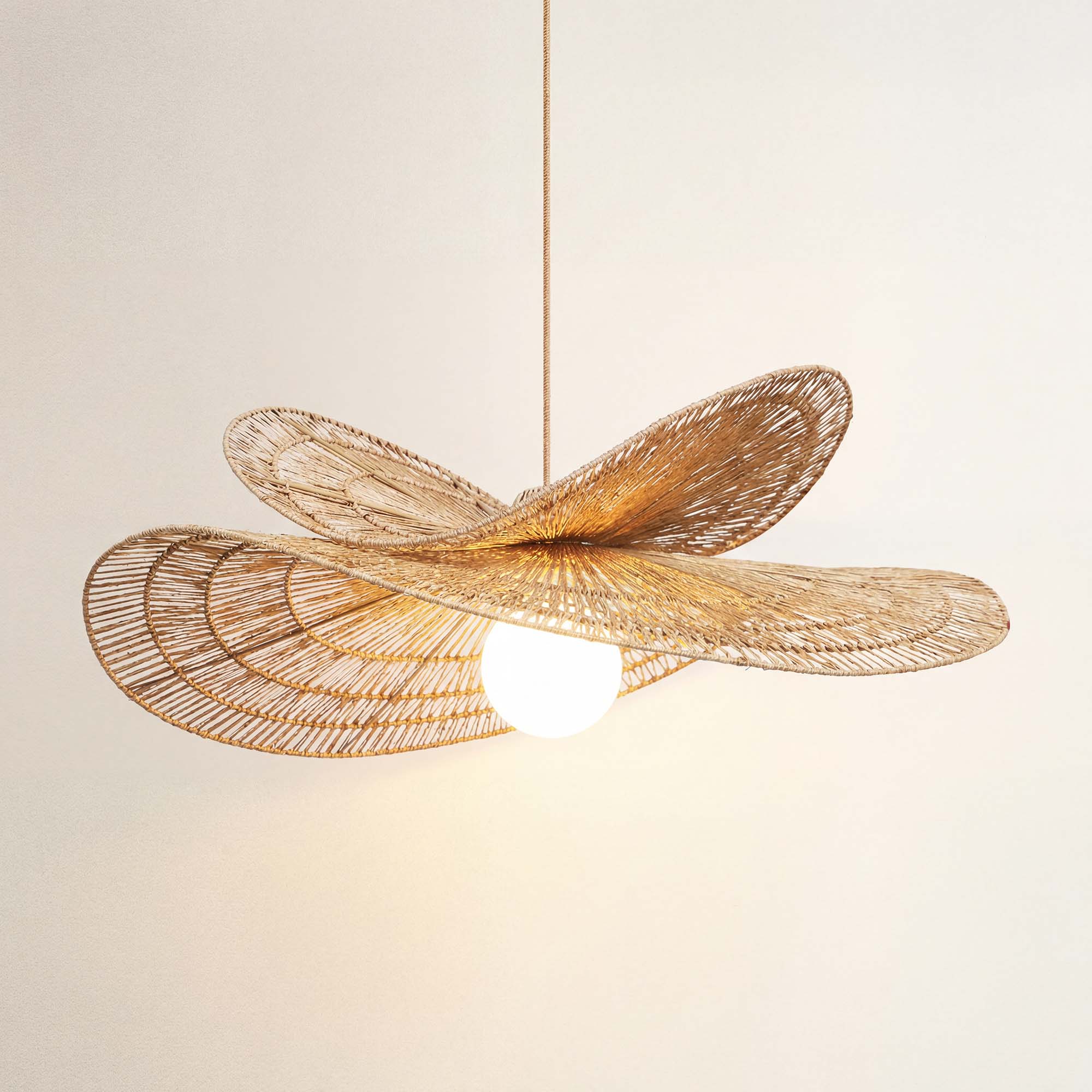 Vintage Handmade Rattan Woven Creative Double-Layer Straw Hat Pendant Light