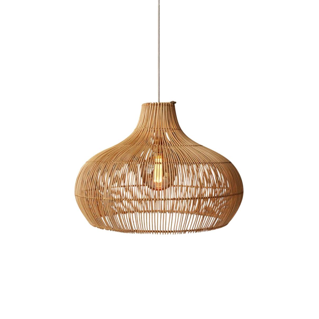 Black Rattan Pendant Light for Kitchen Island & Dining Room