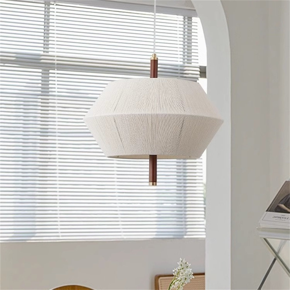 Wabi Sabi Style Tea Room Vintage Woven Cotton Thread Pendant Light