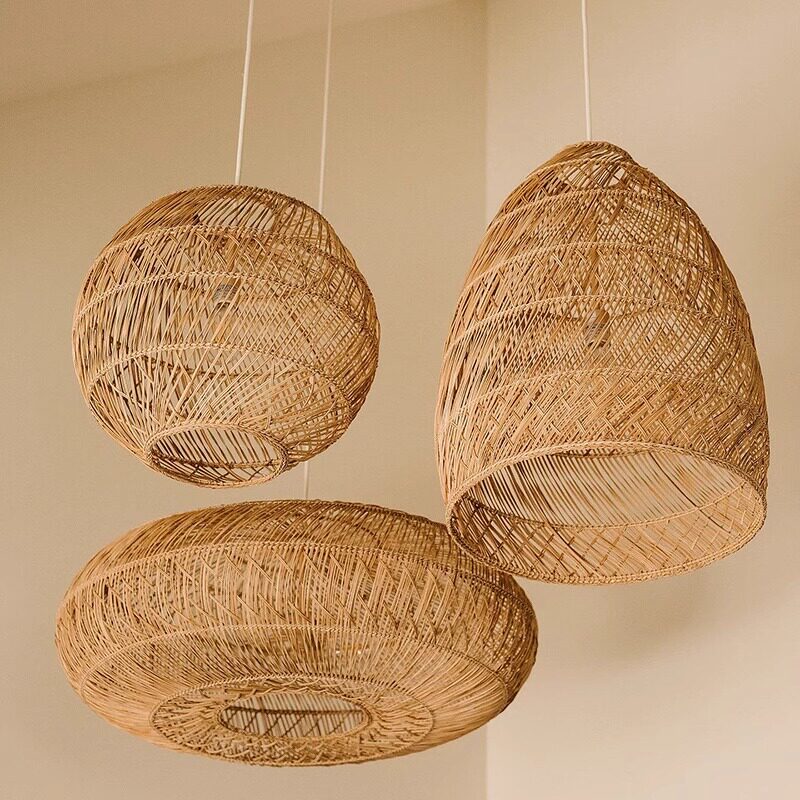 Boho Island Rattan Pendant Light Wicker Chandelier Hanging Lamp Shade