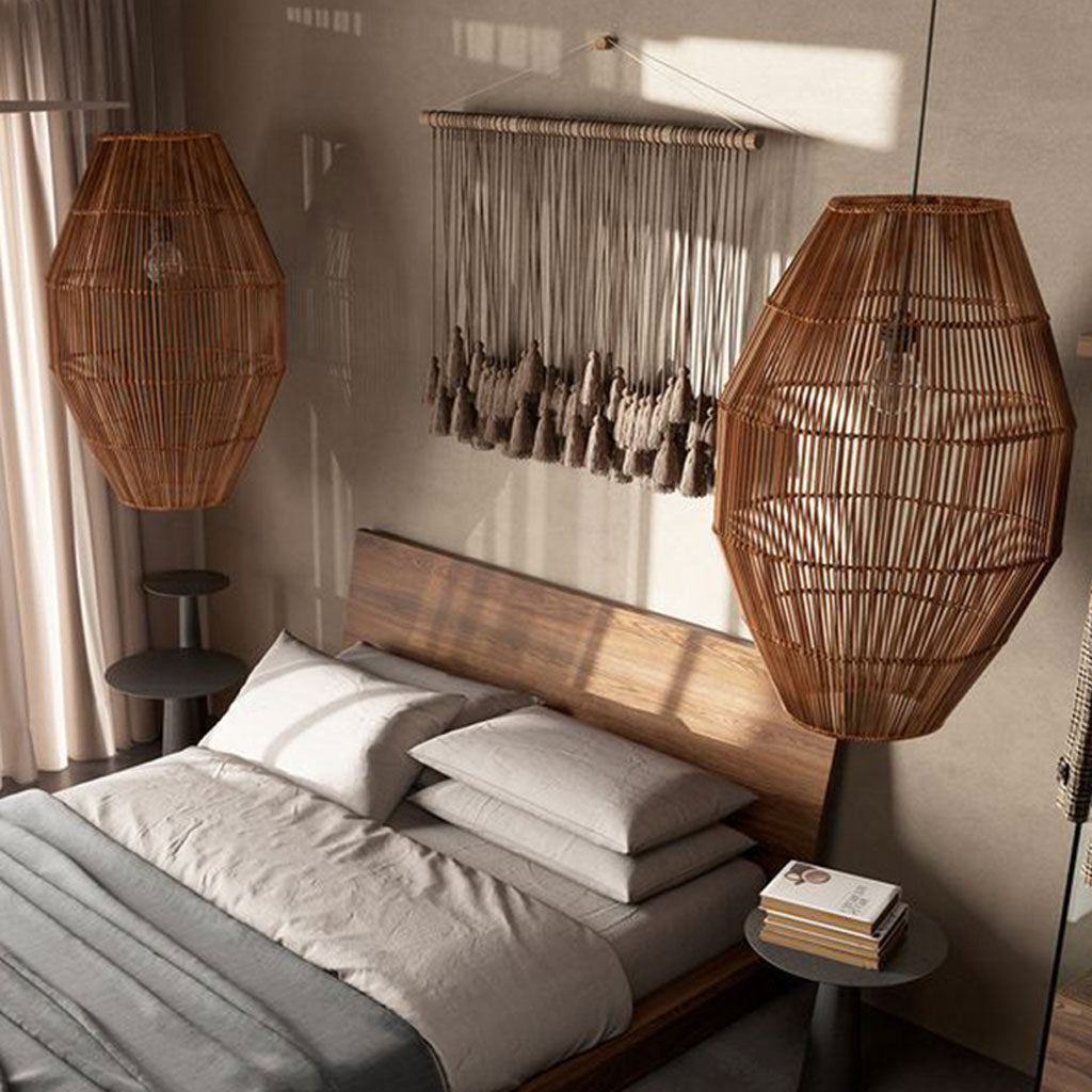 Wabi-sabi Rattan Chandelier Living Room Restaurant Ancient Pendant Lamp