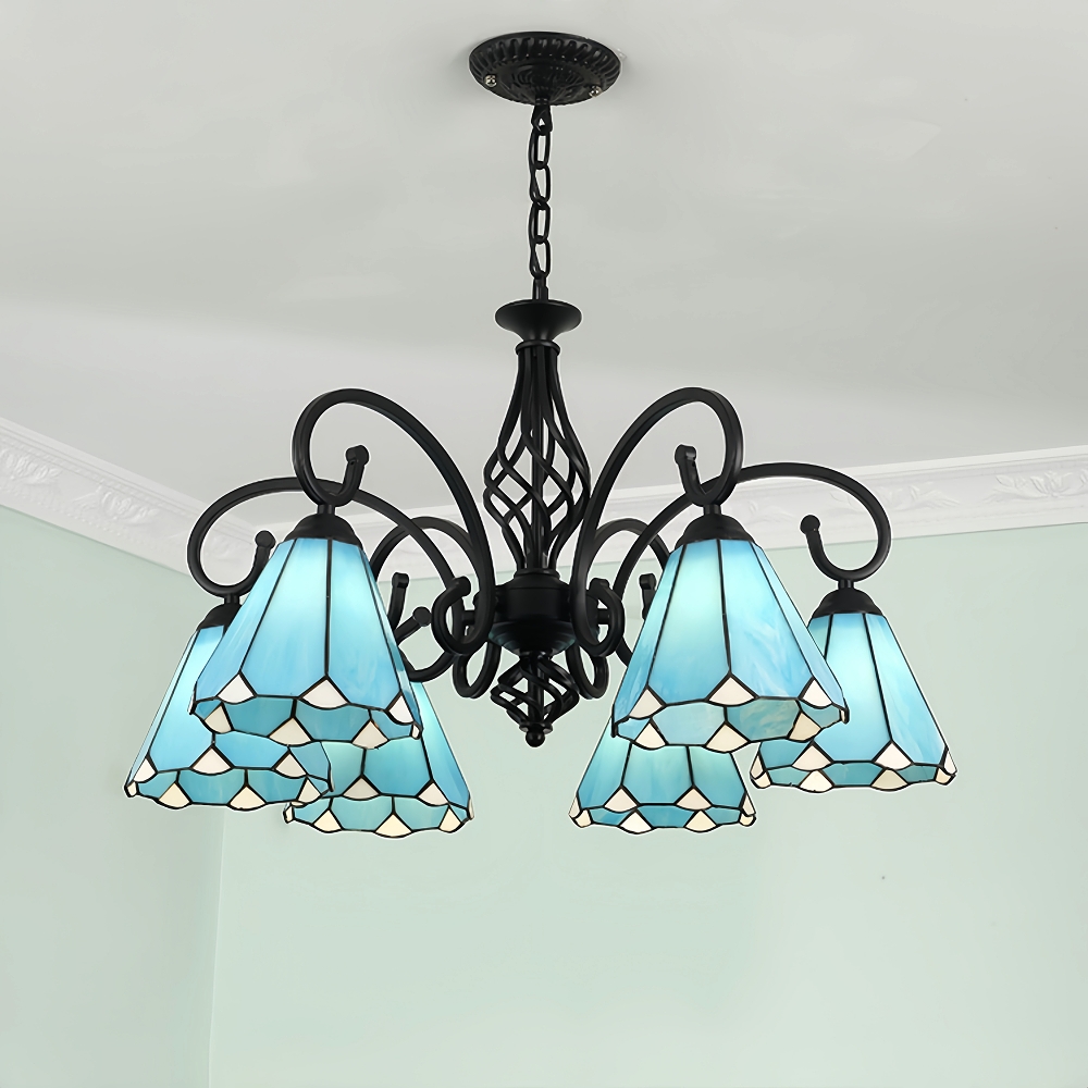Mediterranean Style European Colored Glass Chandelier