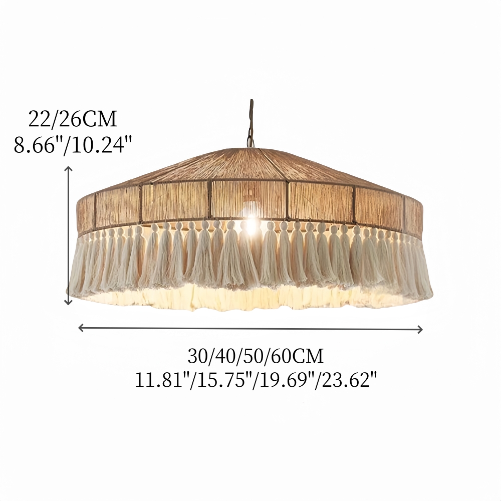  Bohemian Retro Hemp Rope Tassel Pendant Light Creative Bedroom Master Light