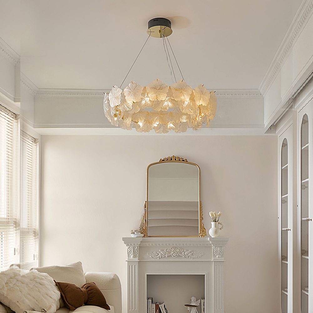 Modern French Snowflake Creative Glass Chandelier Living Room Bedroom Lighting Fixtures