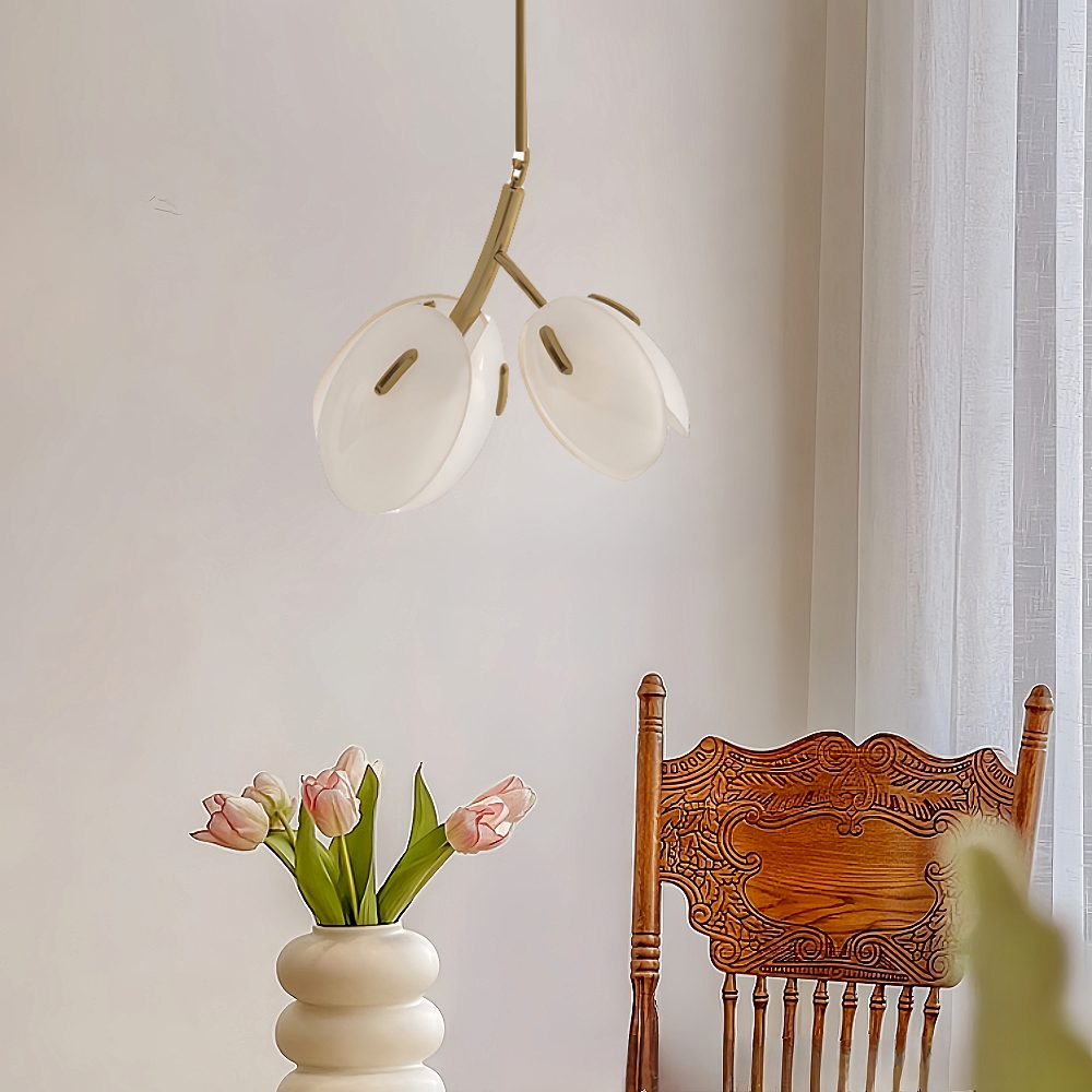 Nordic Modern Minimalist Tulip Bud Glass Pendant Lamp Atmosphere Lighting Fixture