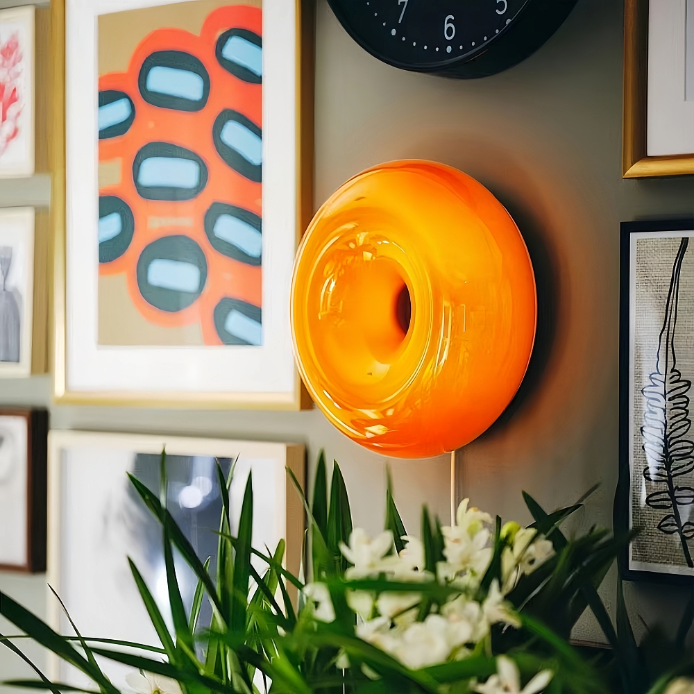 Modern Style Donut Shaped Circular Glass Table Lamp Touch Type Wall Lamp