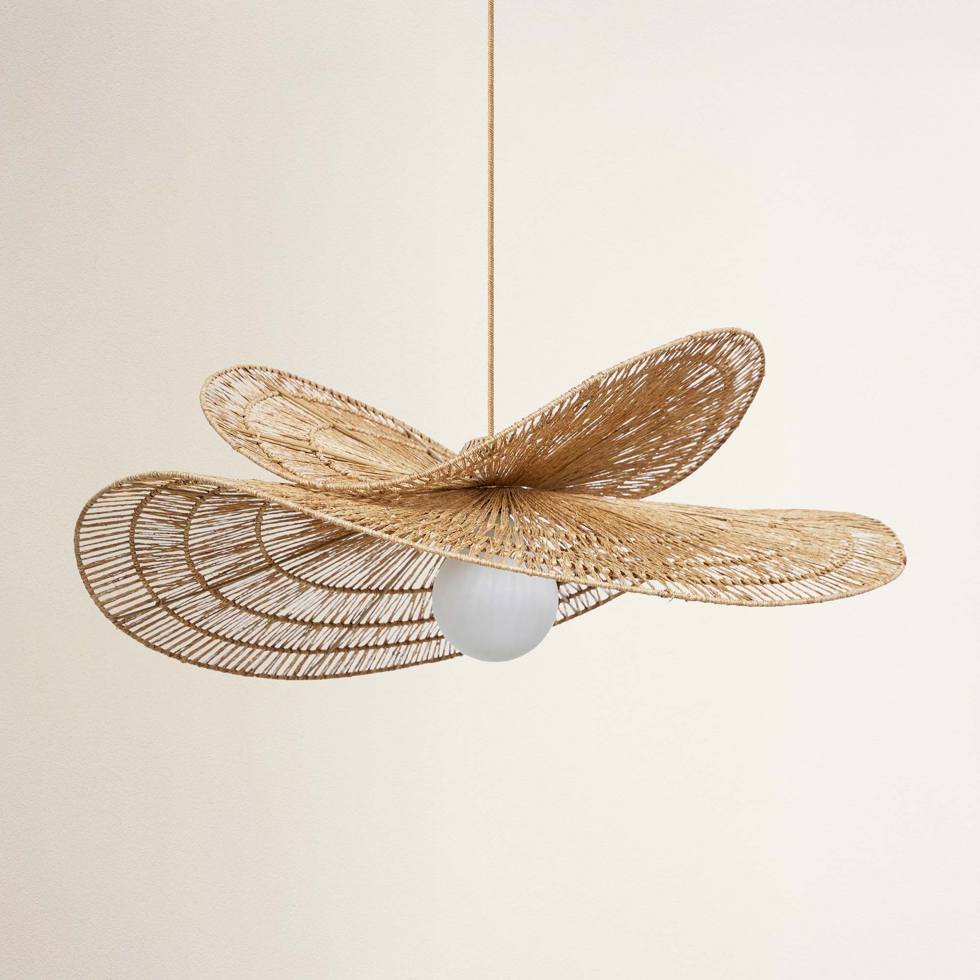 Vintage Handmade Rattan Woven Creative Double-Layer Straw Hat Pendant Light