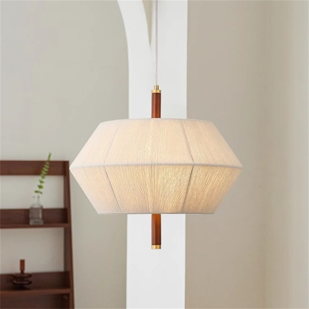 Wabi Sabi Style Tea Room Vintage Woven Cotton Thread Pendant Light