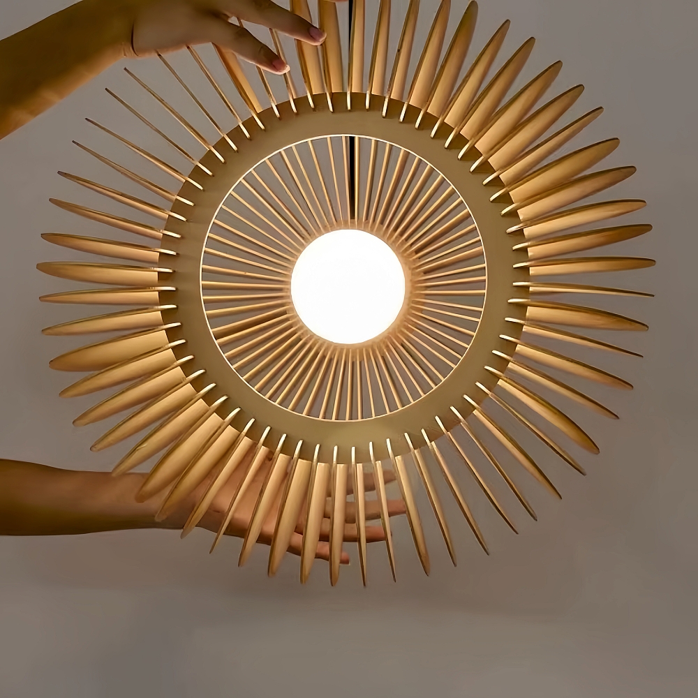 Restaurant Decorative Lamps Nordic Solid Wooden Pendant Light Pumpkin Chandelier