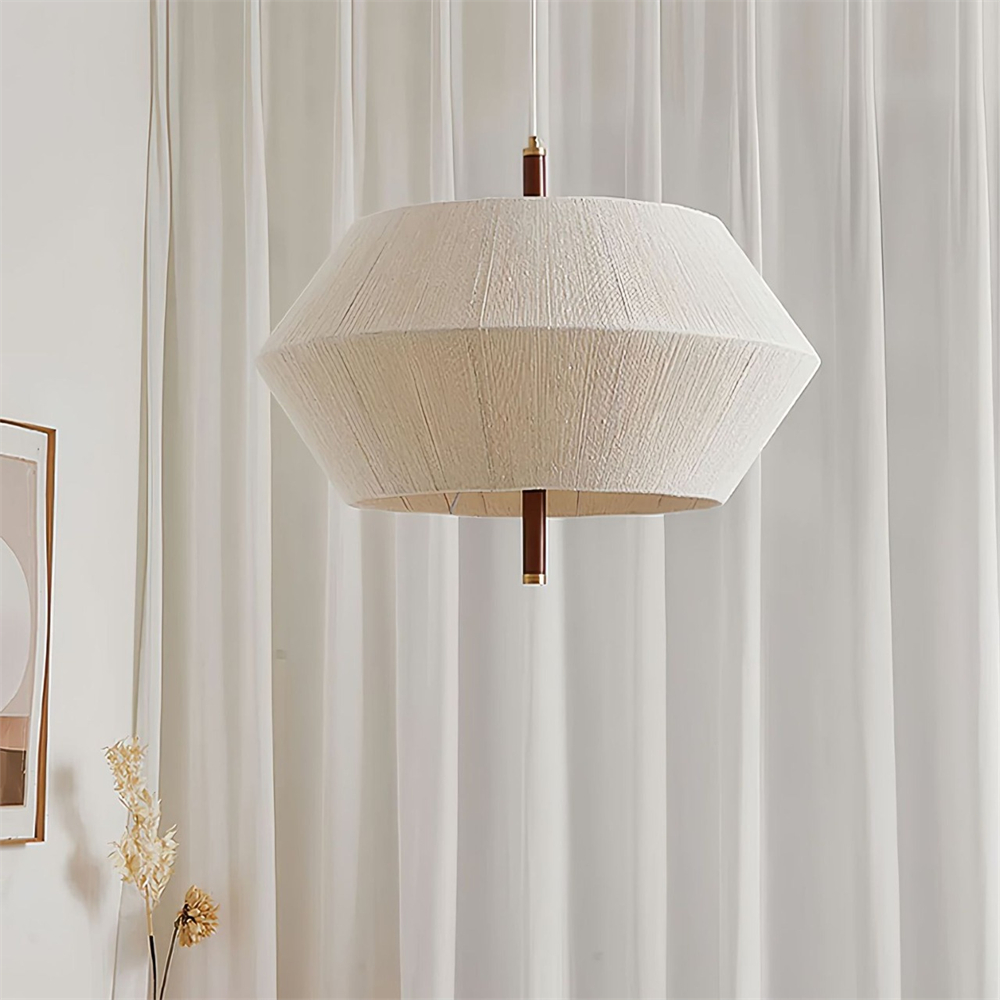 Wabi Sabi Style Tea Room Vintage Woven Cotton Thread Pendant Light