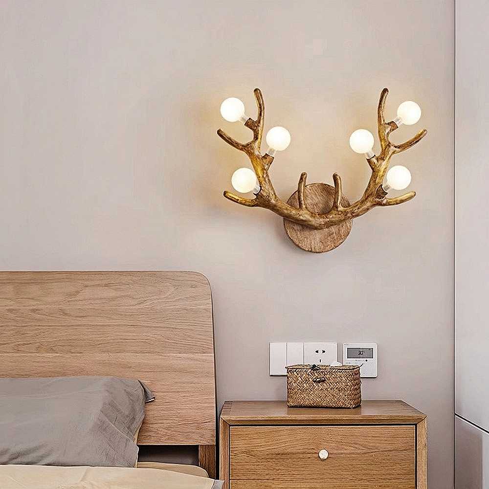 Nordic Creative Imitation Deer Horn Art  Atmosphere Wall Lamp