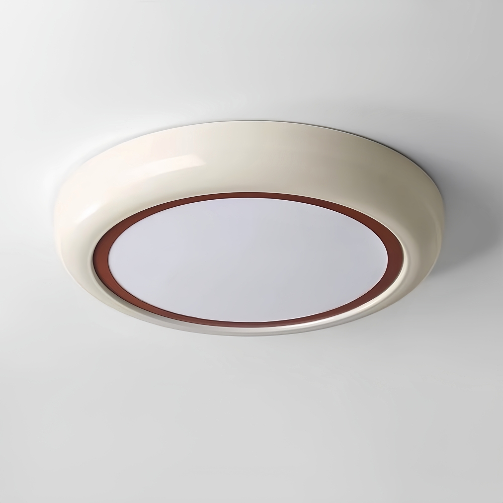 French Cream Style Minimalist Bedroom Ceiling Light Circular White Retro Light