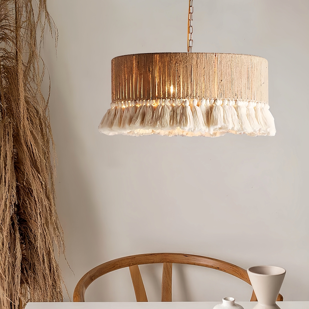  Bohemian Retro Hemp Rope Tassel Pendant Light Creative Bedroom Master Light