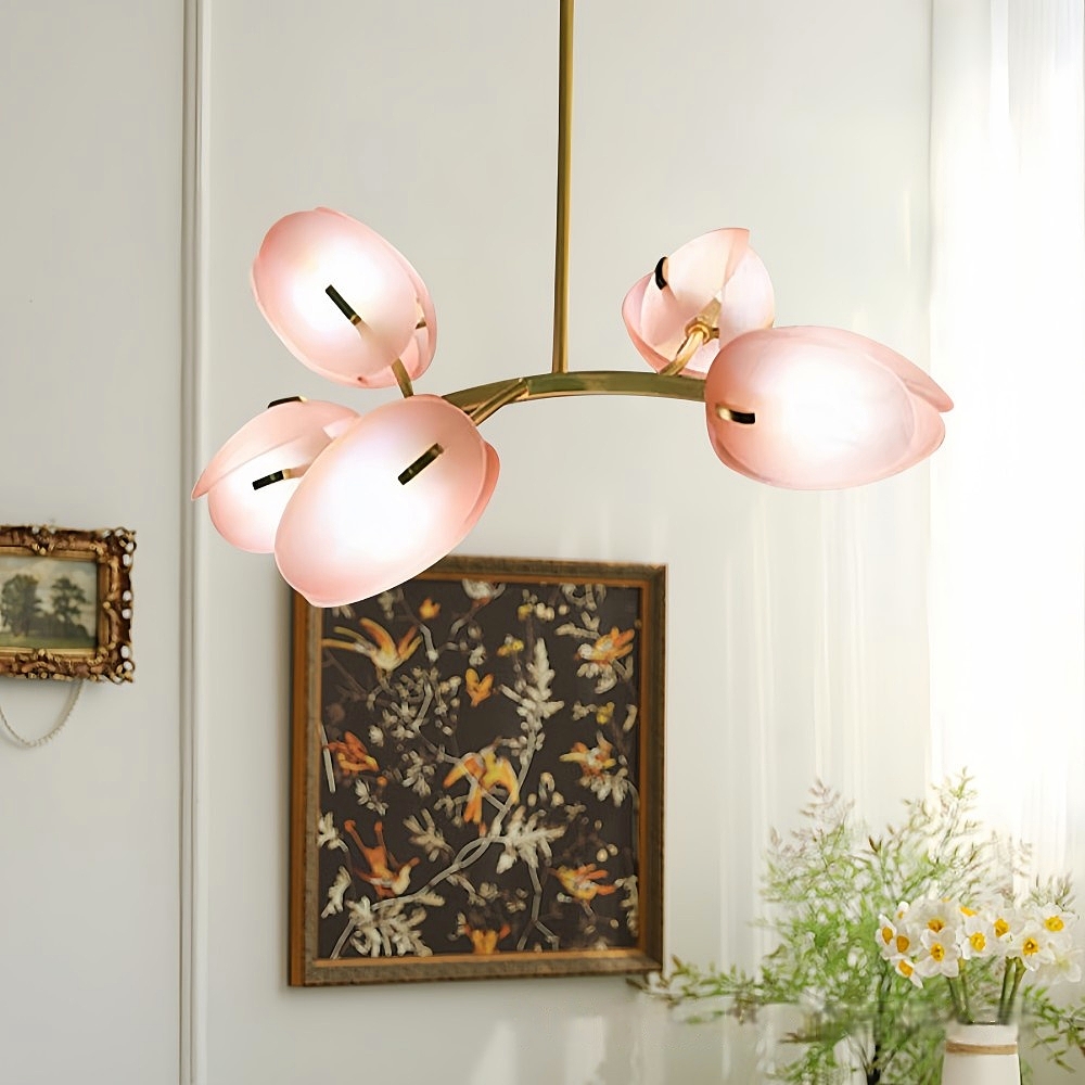 Nordic Modern Minimalist Tulip Bud Glass Pendant Lamp Atmosphere Lighting Fixture
