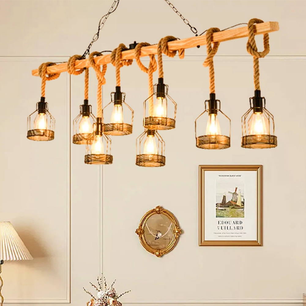 Retro Industrial Style Hemp Rope Grenade Pendant Lamp