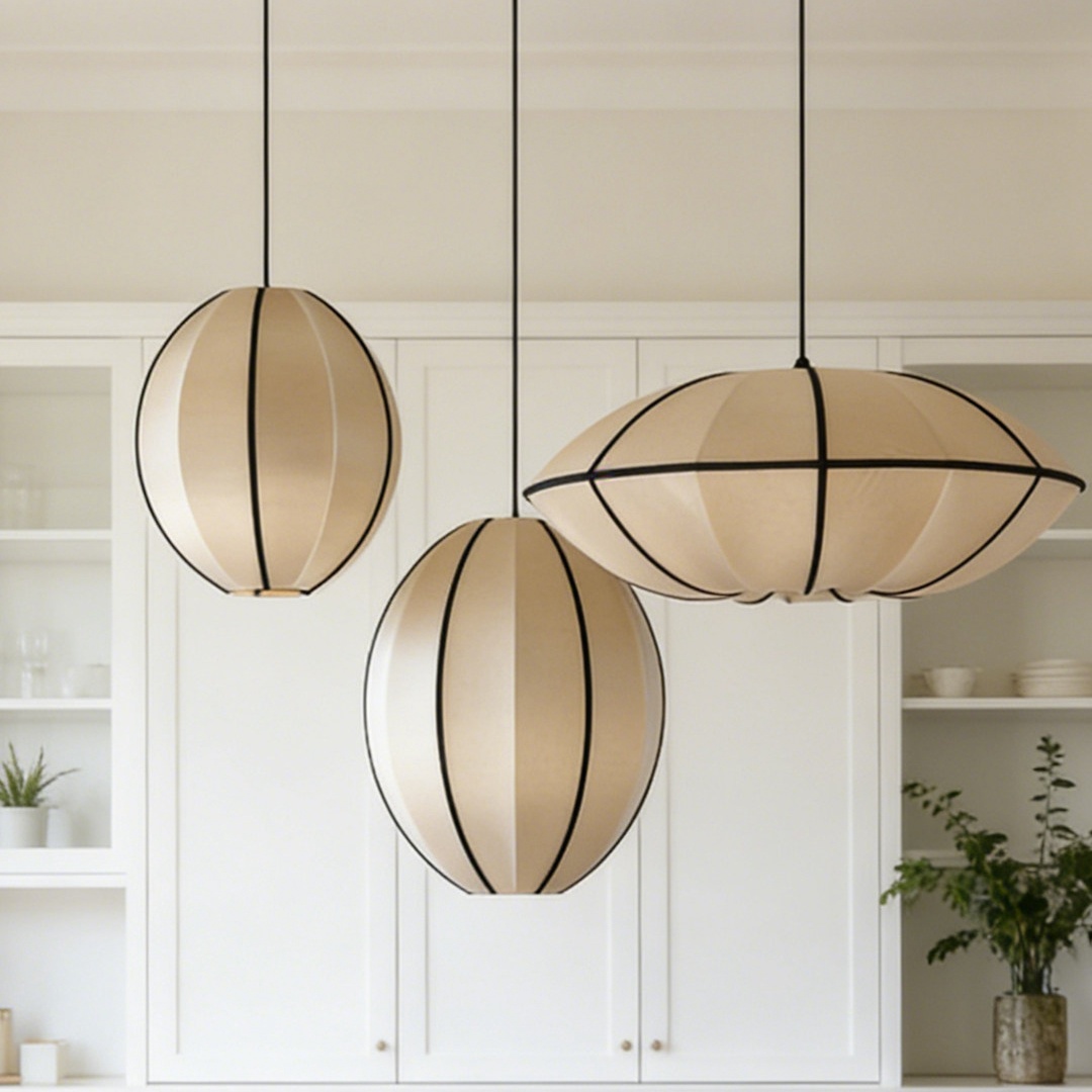 Satin Chandelier Japanese Medieval Vintage Pendant Lamps Set