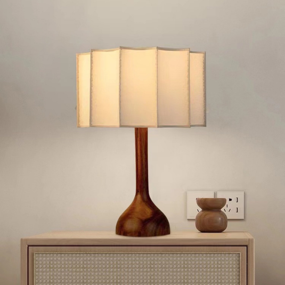New Chinese Classical Retro High-End Solid Fabric Wood Desk Lamp