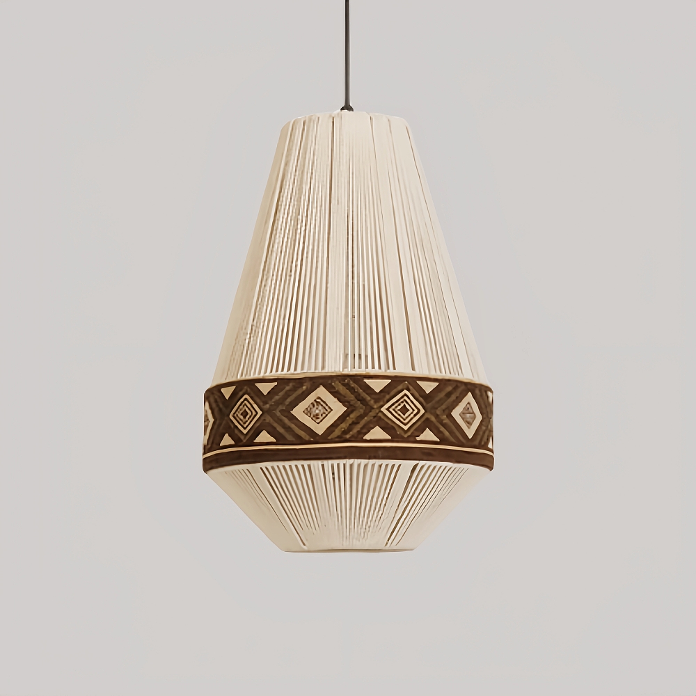 Bohemian Retro Style Hemp Rope Fabric Woven Pendant Light Bedroom