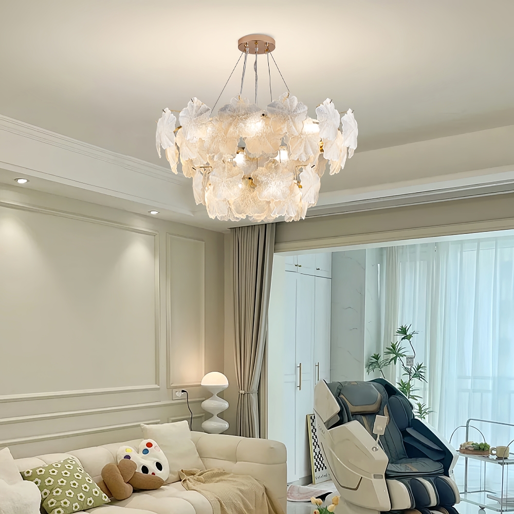 Modern French Snowflake Creative Glass Chandelier Living Room Bedroom Lighting Fixtures
