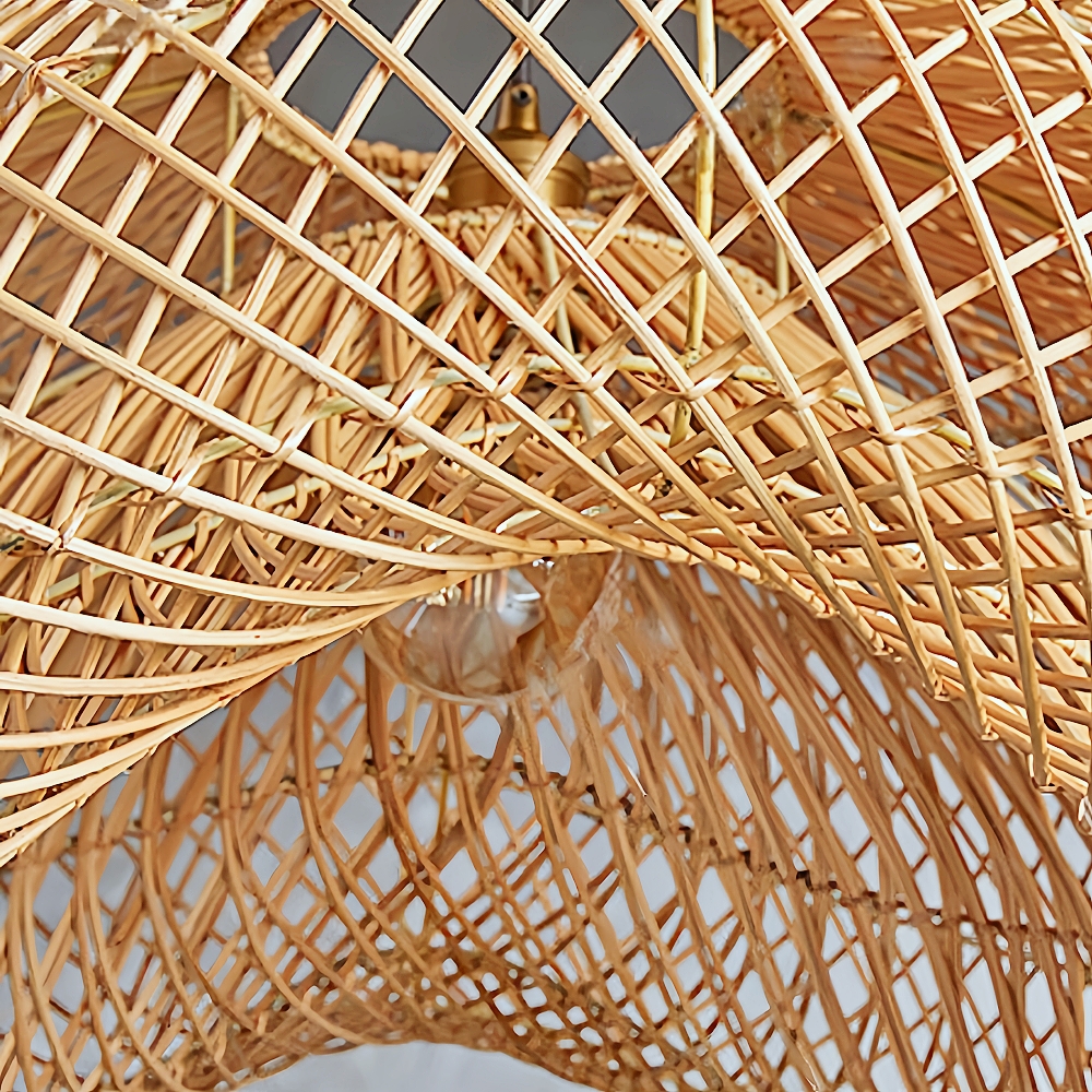 Wabi-Sabi Style Japanese Rattan Pendant Light Fixture For Living Room