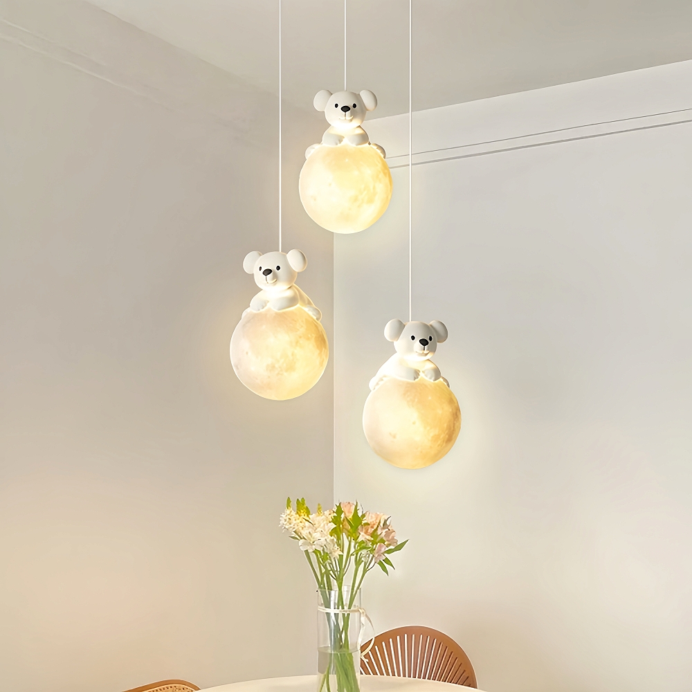 Modern Creative Cream Style Panda Koala Pendant Light