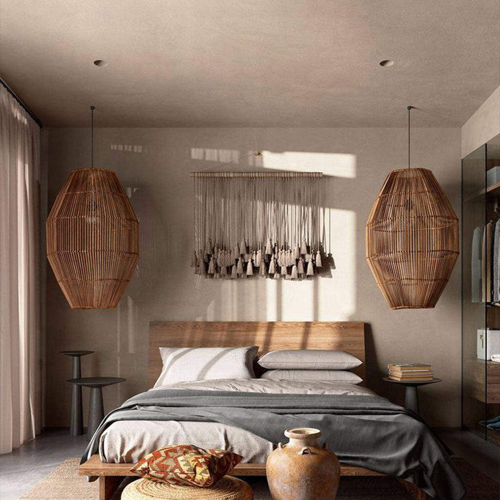 Wabi-sabi Rattan Chandelier Living Room Restaurant Ancient Pendant Lamp