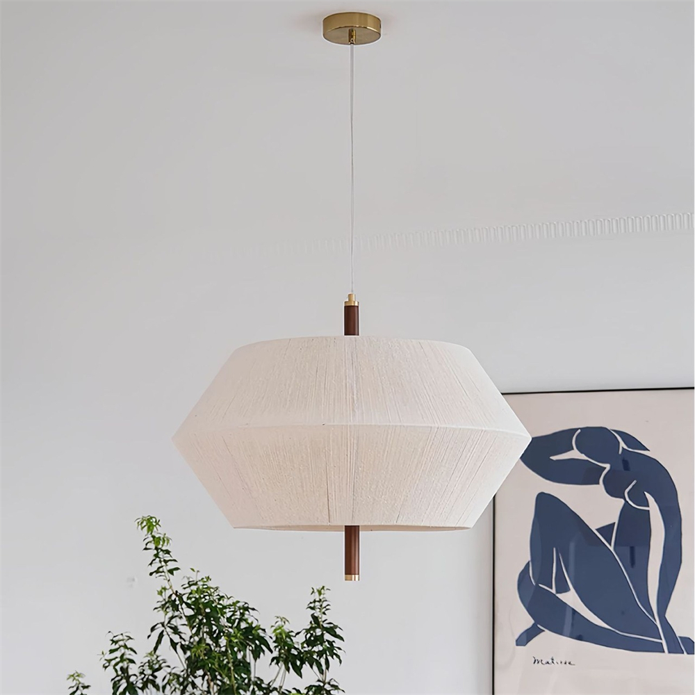 Wabi Sabi Style Tea Room Vintage Woven Cotton Thread Pendant Light