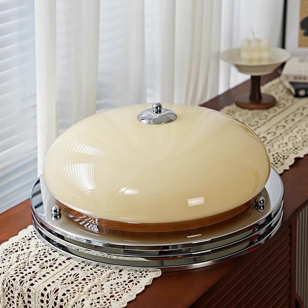 Bauhaus French Custard Tart shaped Cream Wind Ceiling Light