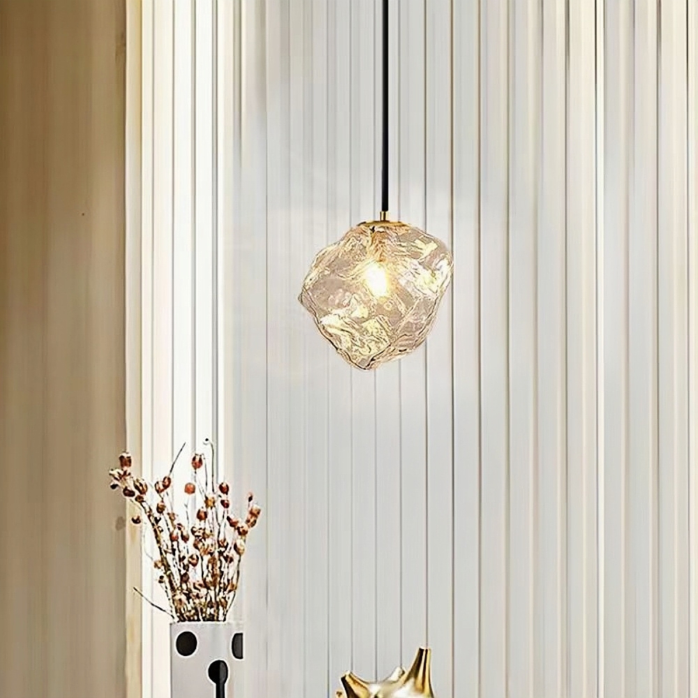 Modern Minimalist Art Ice Glass Pendant Light Creative Entrance Bar Counter Pendant Light
