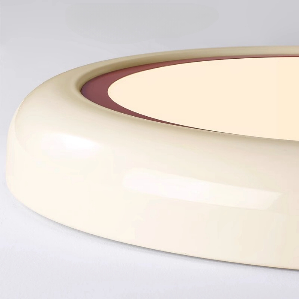 French Cream Style Minimalist Bedroom Ceiling Light Circular White Retro Light