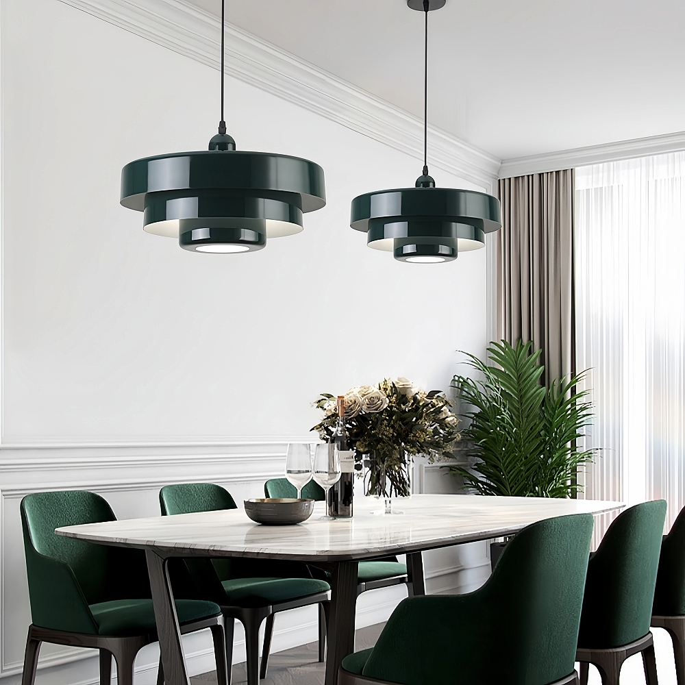 Classic Orange Metal Pendant Light Mid-Century Modern Green Bauhaus Mini Chandelier