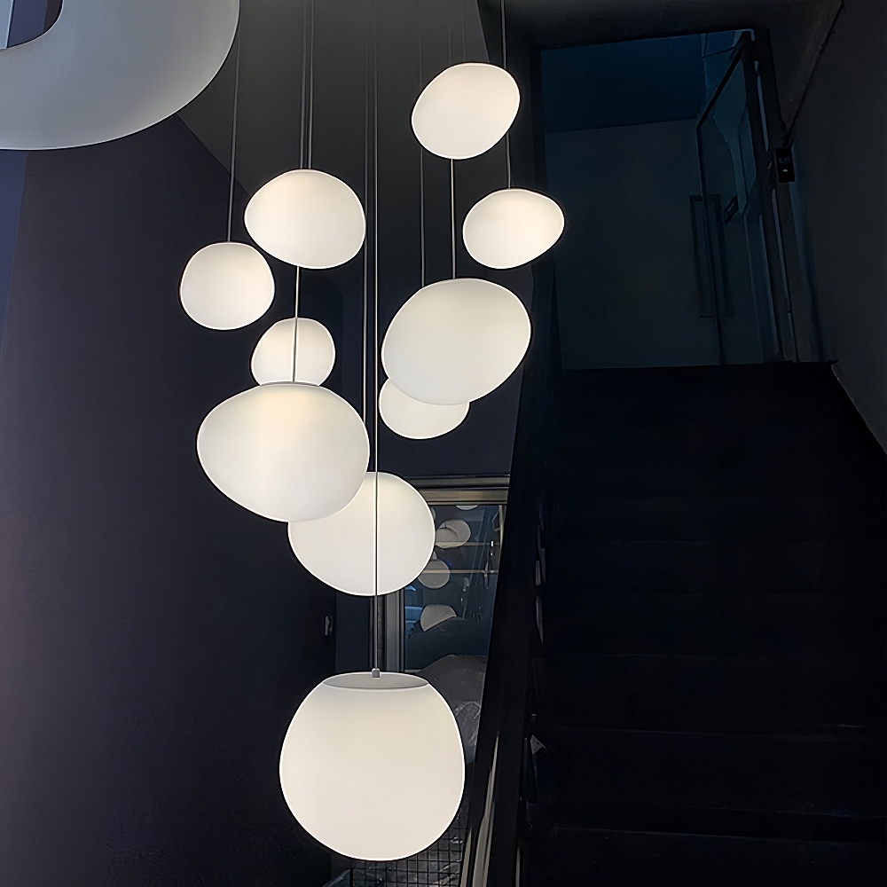 Danish Creative Pebble Chandelier Loft Apartment Duplex Spiral Staircase Pendant Light