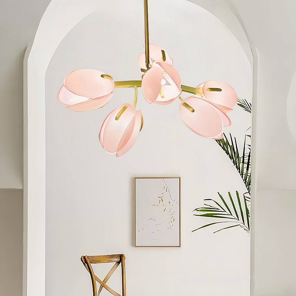 Nordic Modern Minimalist Tulip Bud Glass Pendant Lamp Atmosphere Lighting Fixture