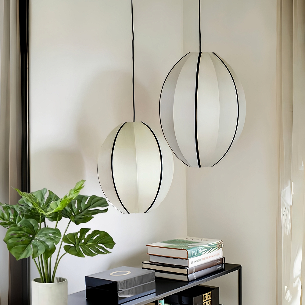 Living Room Satin Chandelier Japanese Medieval Vintage Pendant Lamps Set