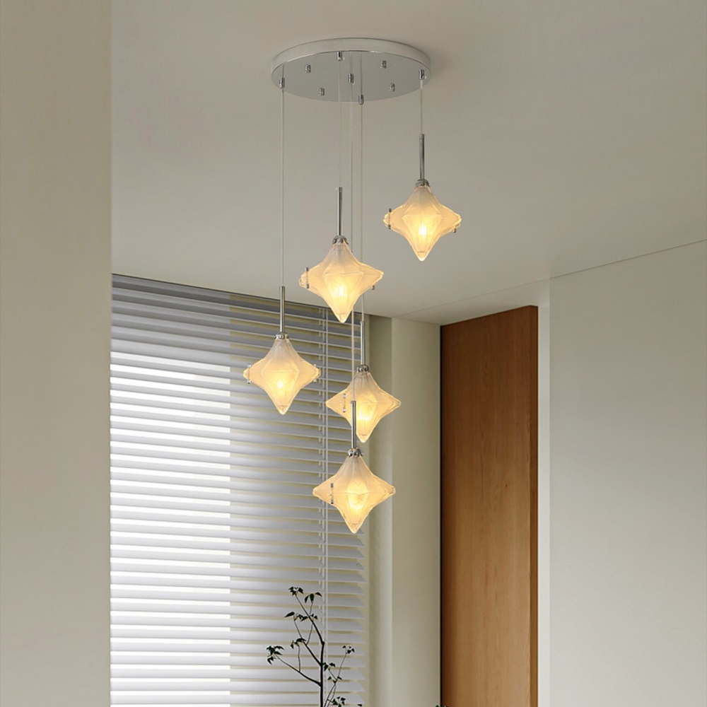 French-Style Murano Retro Star Glass Chandelier