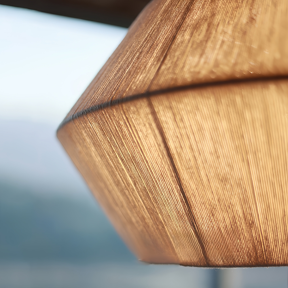 Wabi Sabi Style Tea Room Vintage Woven Cotton Thread Pendant Light