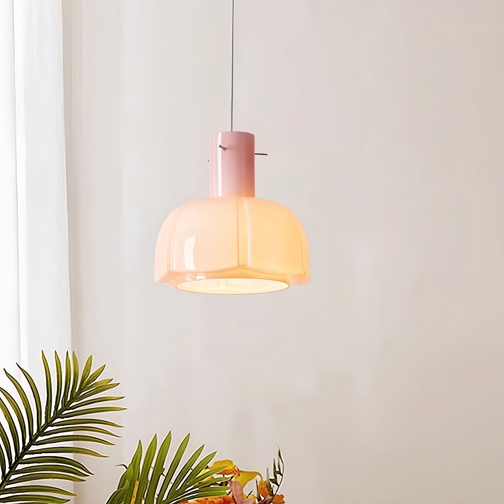 French Cream Style Glass Flower Bud Bedroom Bedside Pendent Light