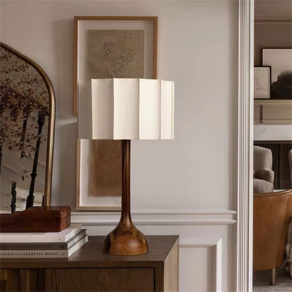 New Chinese Classical Retro High-End Solid Fabric Wood Desk Lamp