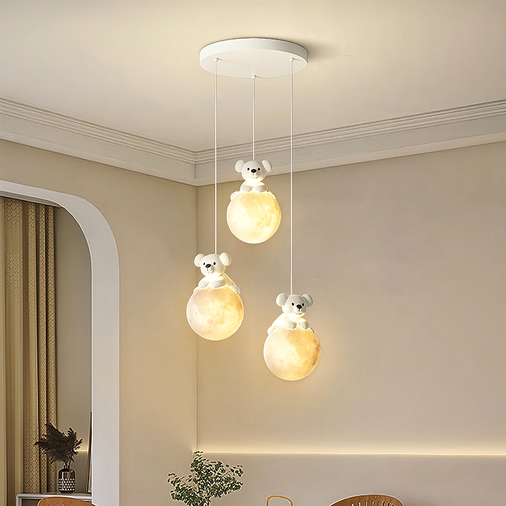 Modern Creative Cream Style Panda Koala Pendant Light
