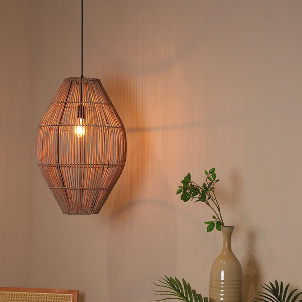 Wabi-sabi Rattan Chandelier Living Room Restaurant Ancient Pendant Lamp