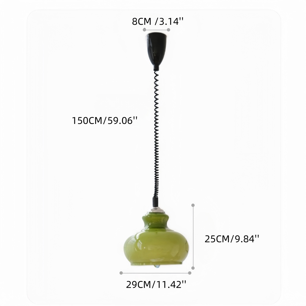 French Retro Cream Style Gourd Shaped Glass Art Pendant Light