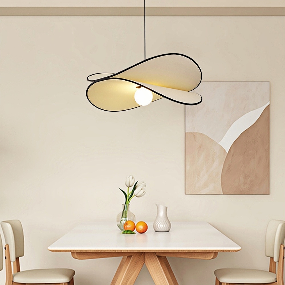 Japanese Wabi Sabi Style Bedroom Creative Potato Chip Shaped Fabric Pendant Light