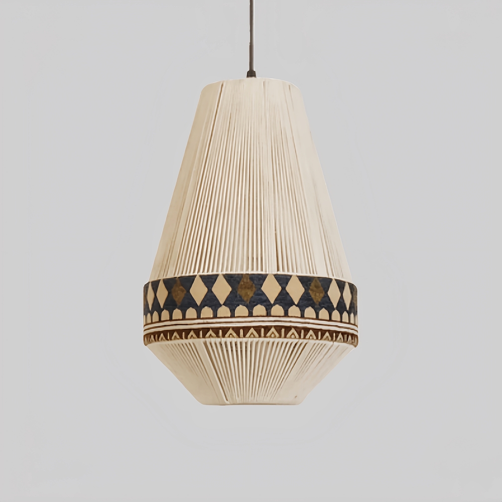 Bohemian Retro Style Hemp Rope Fabric Woven Pendant Light Bedroom