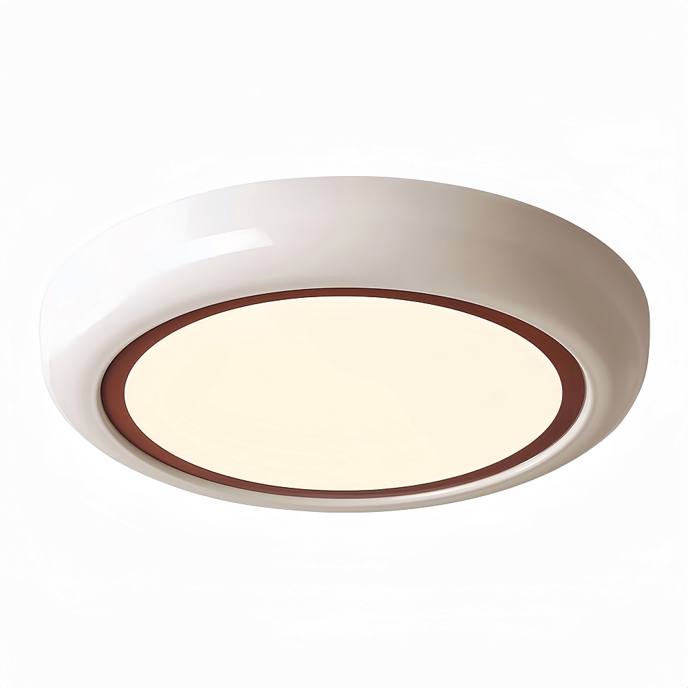 French Cream Style Minimalist Bedroom Ceiling Light Circular White Retro Light